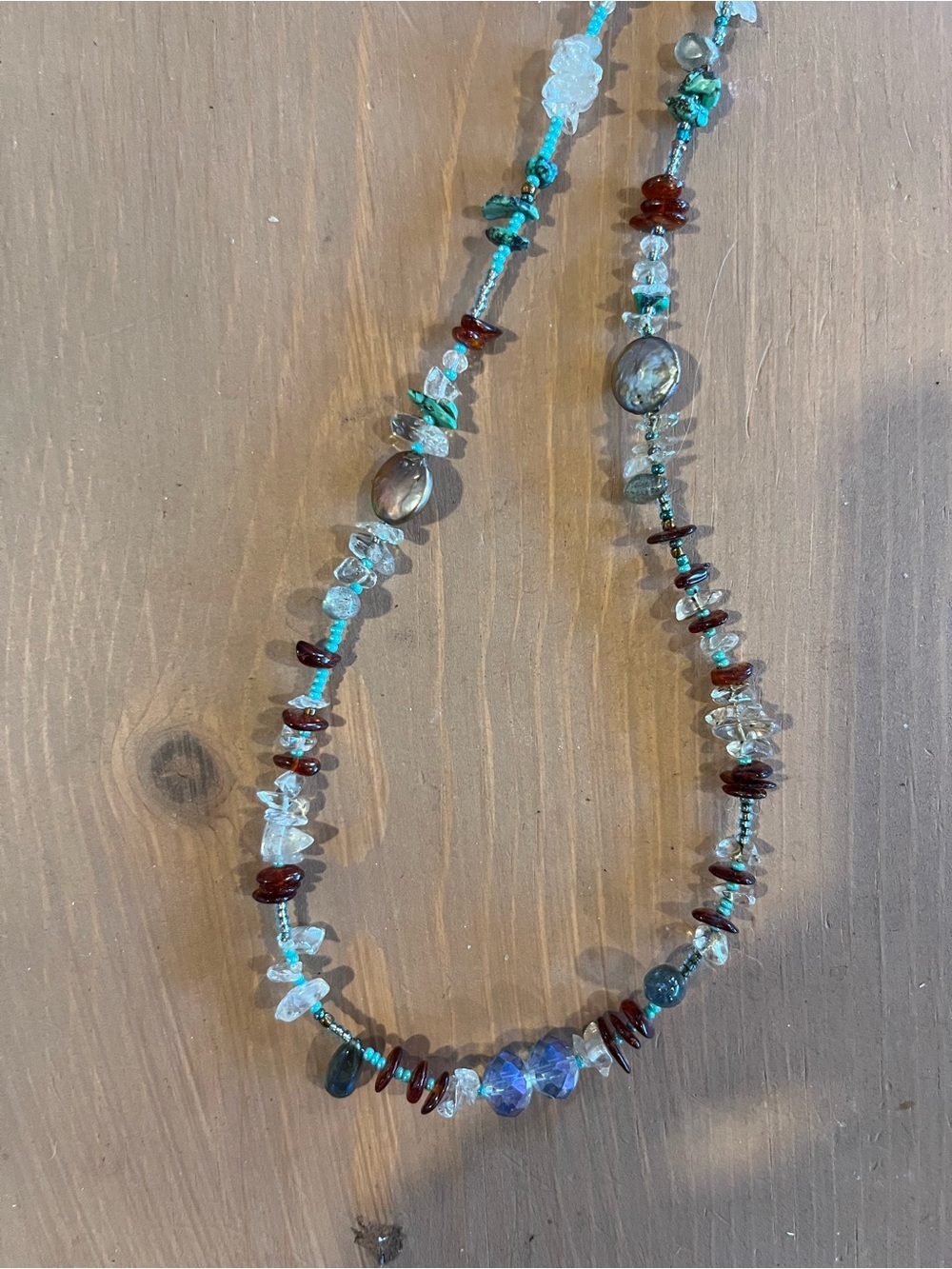 Handmade long turquoise, labodorite, crystal necklace gorgeous style natural